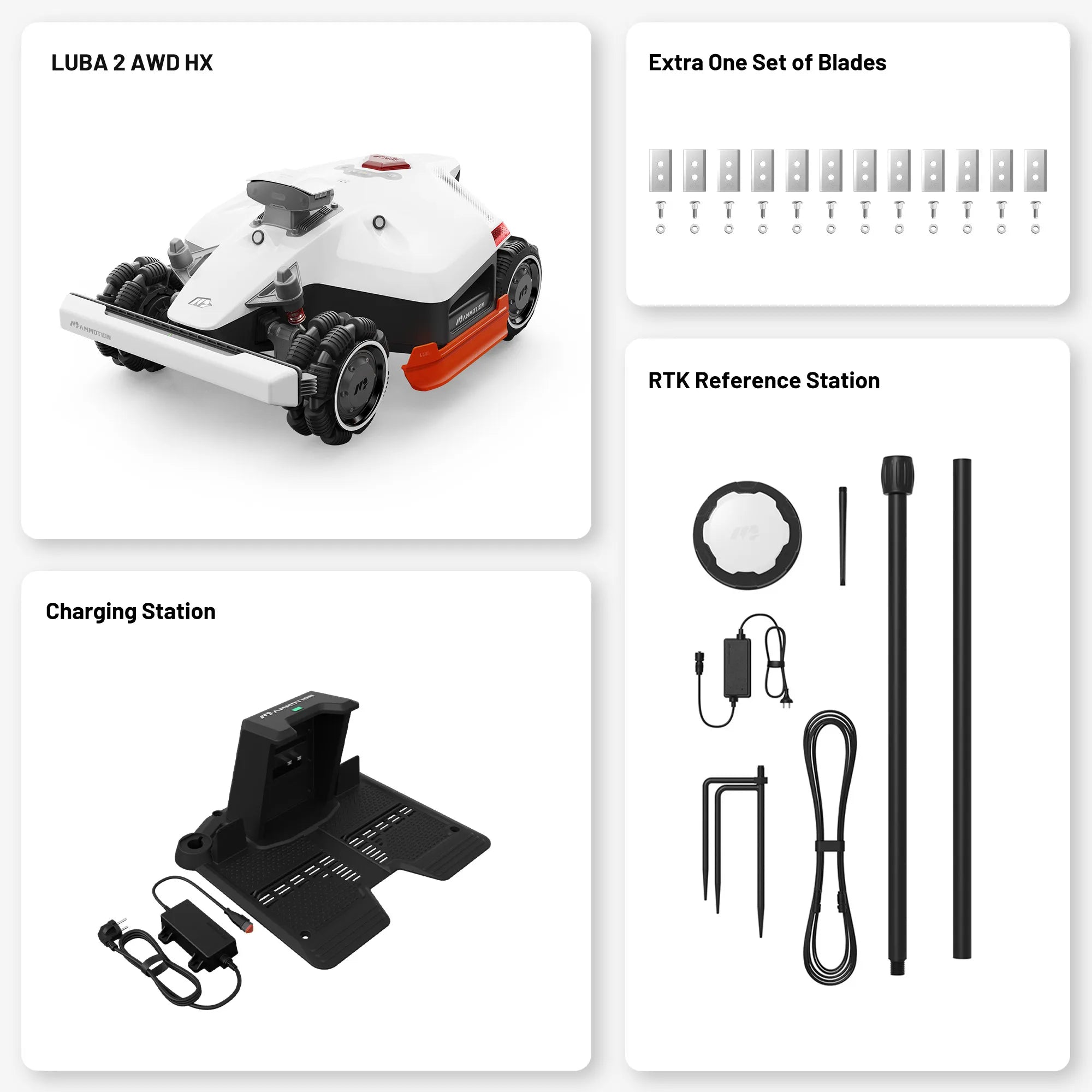 mammotion luba 2 HX robotic mower with full accessories included in the box
